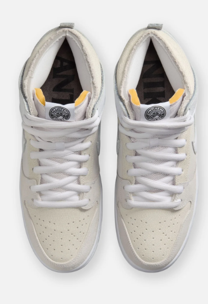 High-Top Sneakers in White & Light Gray with Black Outsole