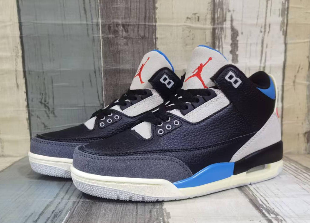 Air Jordan 3 Retro Black-Blue-Red – Men's Sneakers