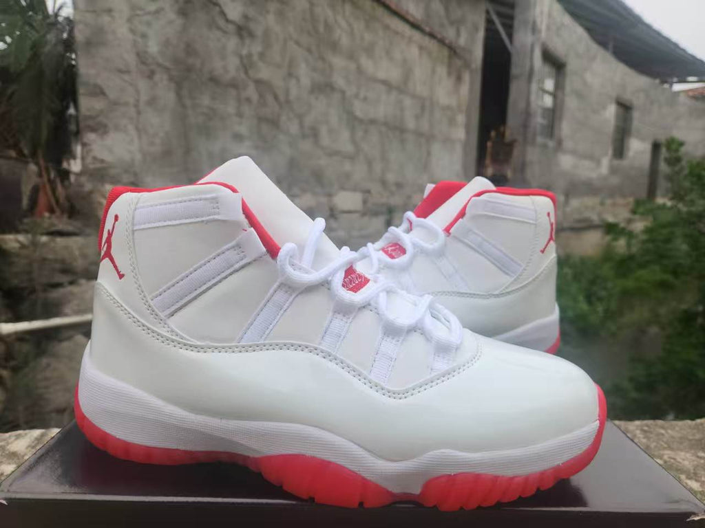 Air Jordan 11 White & Red High-Top Sneakers