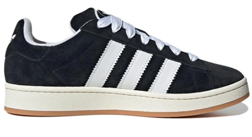 adidas Campus Black & White Low-Top Sneakers with Gum-Colored Sole